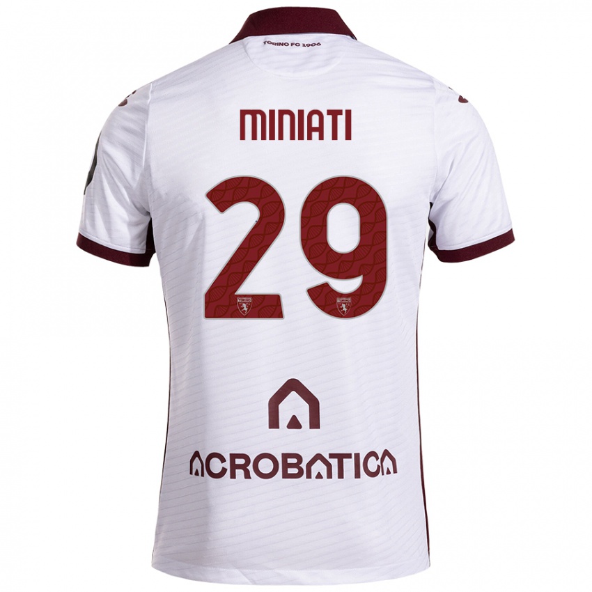 Niño Camiseta Elisa Miniati #29 Blanco Granate 2ª Equipación 2024/25 La Camisa