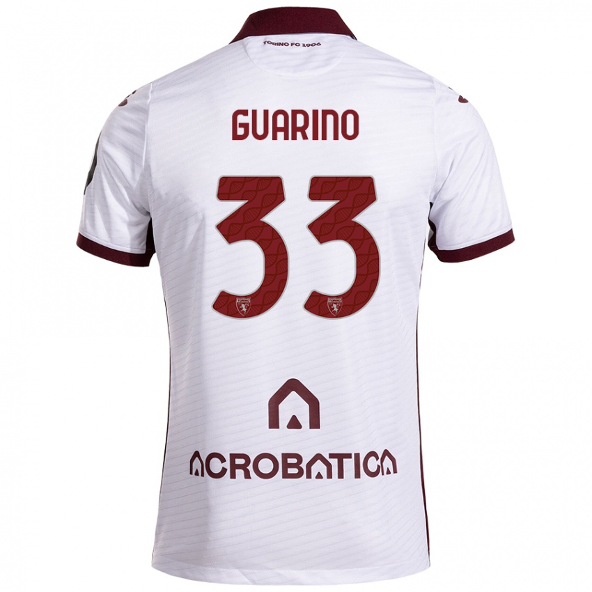 Niño Camiseta Rita Guarino #33 Blanco Granate 2ª Equipación 2024/25 La Camisa