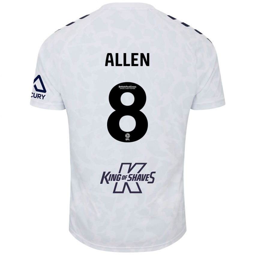 Niño Camiseta Jamie Allen #8 Blanco 2ª Equipación 2024/25 La Camisa