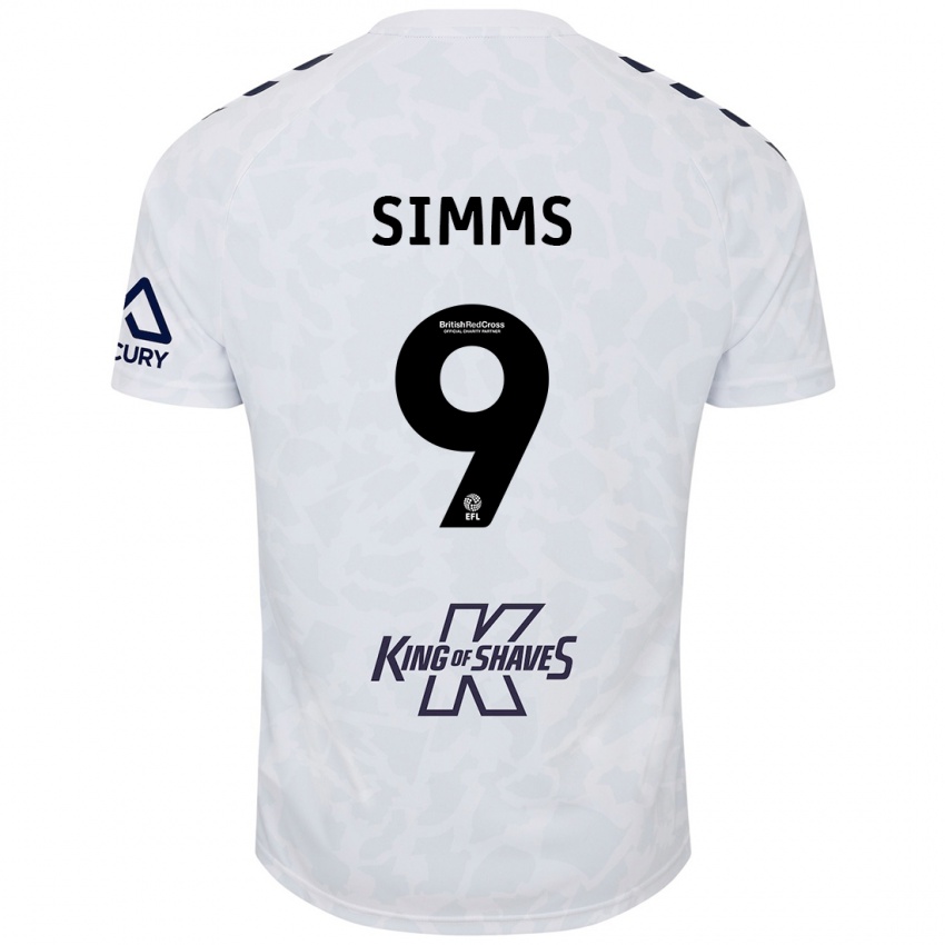 Niño Camiseta Ellis Simms #9 Blanco 2ª Equipación 2024/25 La Camisa