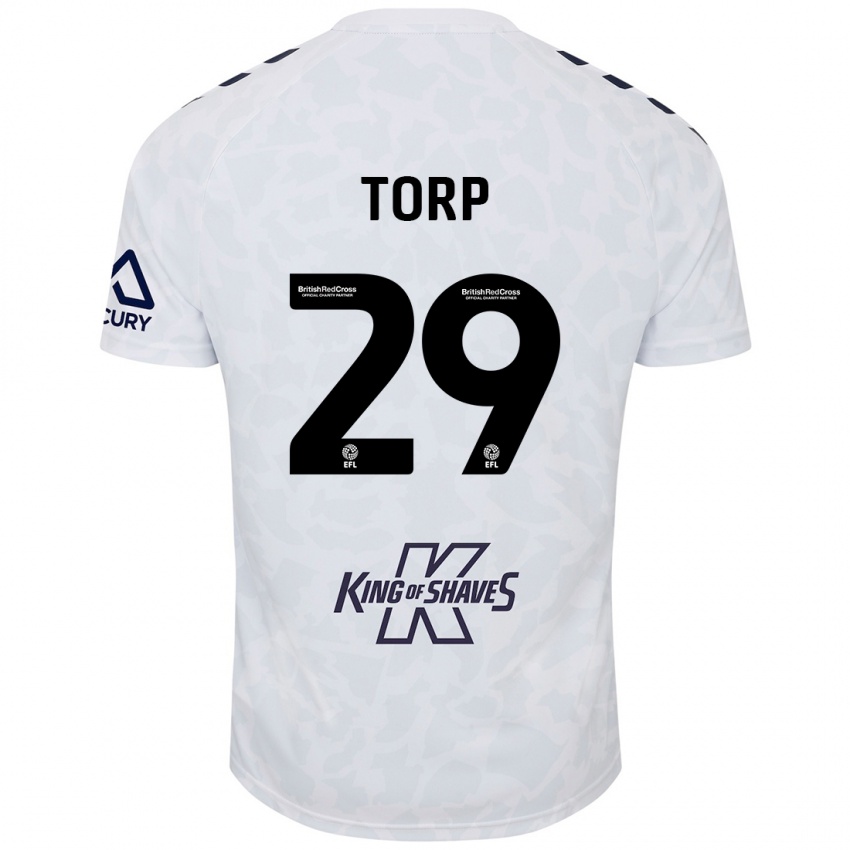 Niño Camiseta Victor Torp #29 Blanco 2ª Equipación 2024/25 La Camisa