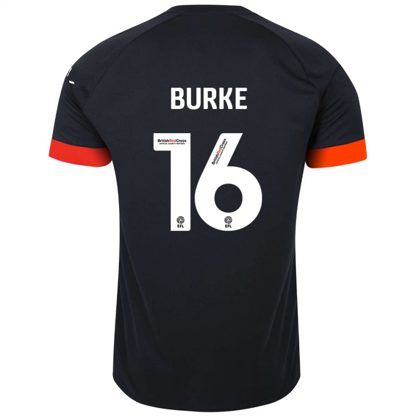 Niño Camiseta Reece Burke #16 Negro Naranja 2ª Equipación 2024/25 La Camisa