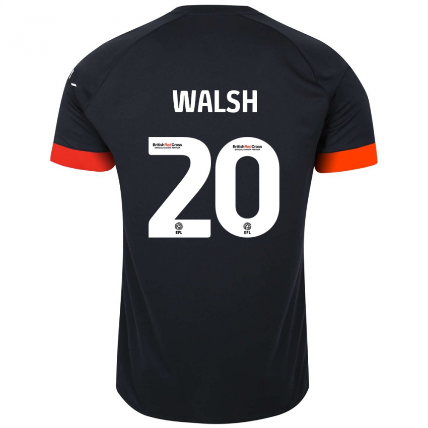 Niño Camiseta Liam Walsh #20 Negro Naranja 2ª Equipación 2024/25 La Camisa