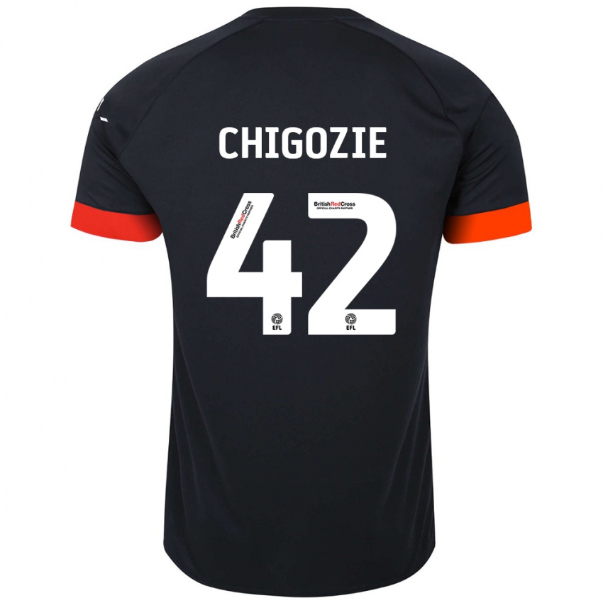 Niño Camiseta Christian Chigozie #42 Negro Naranja 2ª Equipación 2024/25 La Camisa