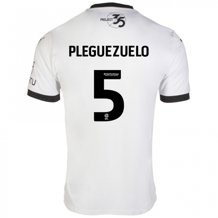 Niño Camiseta Julio Pleguezuelo #5 Blanco Negro 2ª Equipación 2024/25 La Camisa