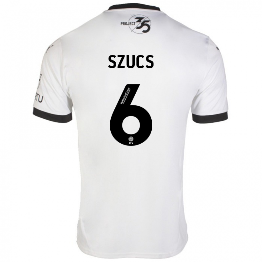 Niño Camiseta Kornél Szűcs #6 Blanco Negro 2ª Equipación 2024/25 La Camisa