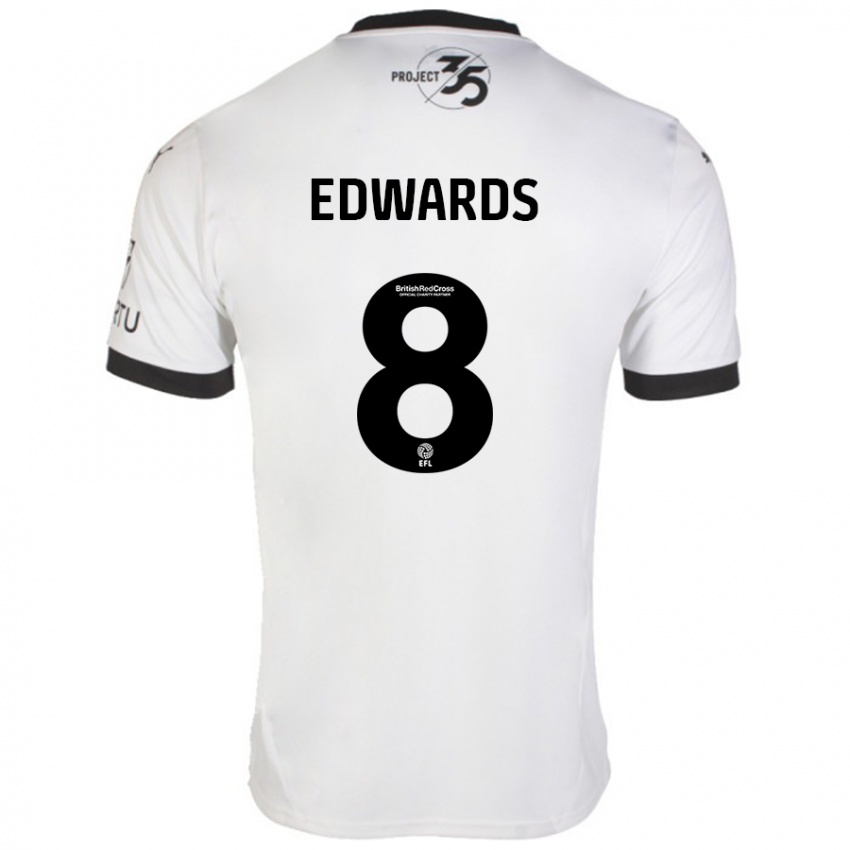 Niño Camiseta Joe Edwards #8 Blanco Negro 2ª Equipación 2024/25 La Camisa