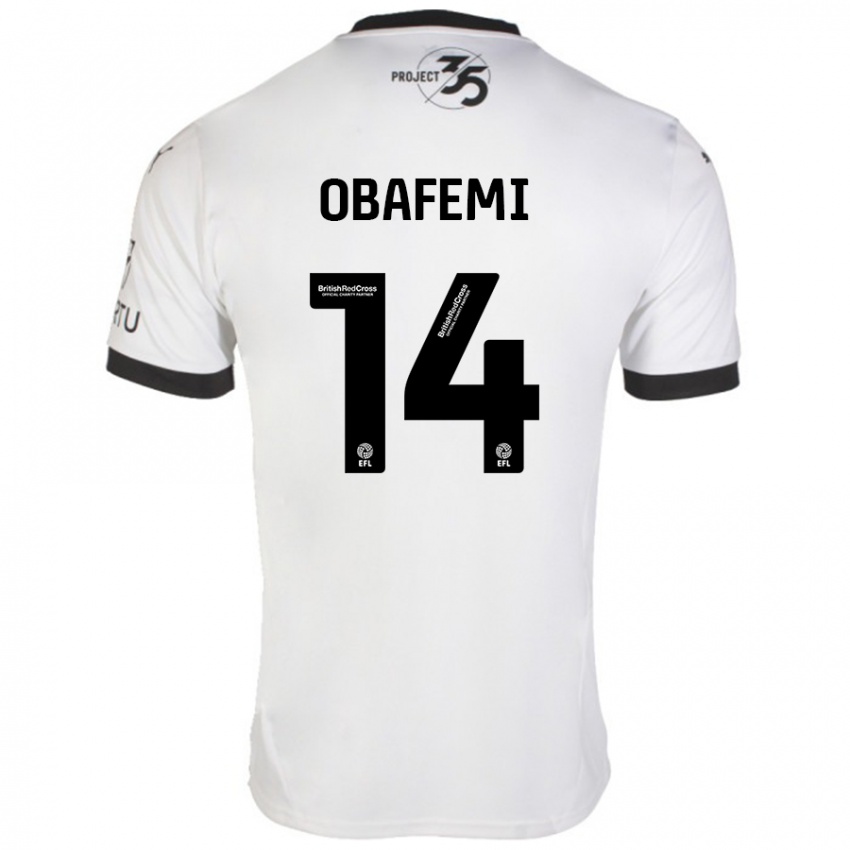 Niño Camiseta Michael Obafemi #14 Blanco Negro 2ª Equipación 2024/25 La Camisa