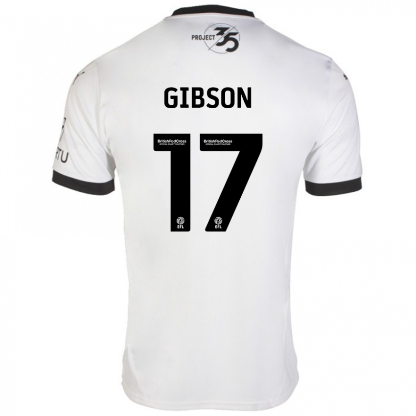 Niño Camiseta Lewis Gibson #17 Blanco Negro 2ª Equipación 2024/25 La Camisa