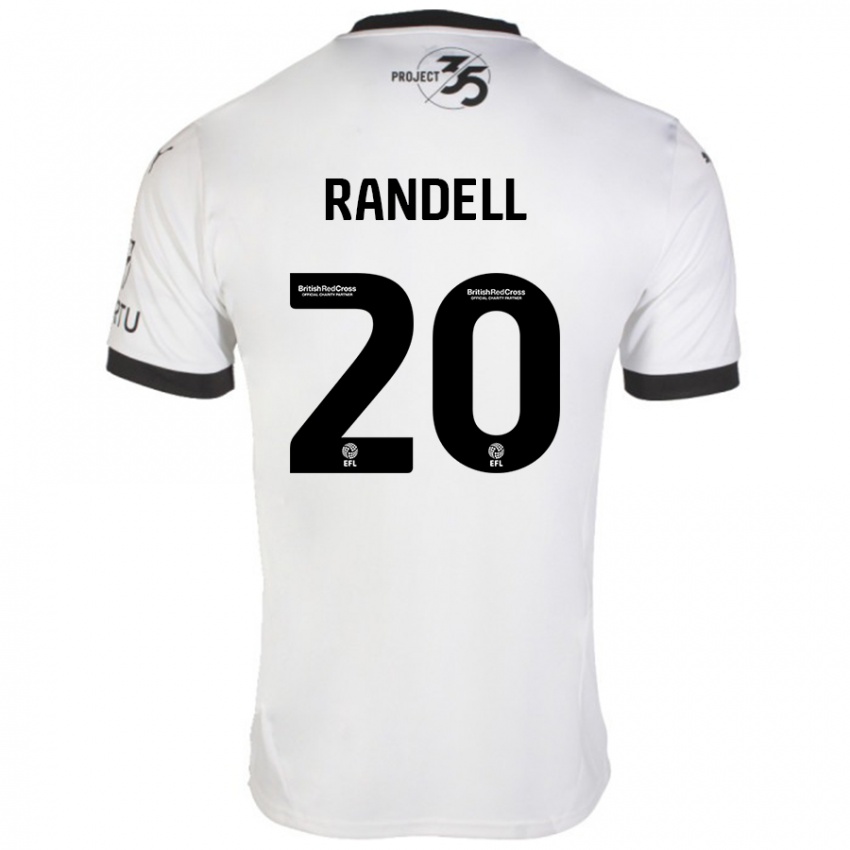 Niño Camiseta Adam Randell #20 Blanco Negro 2ª Equipación 2024/25 La Camisa