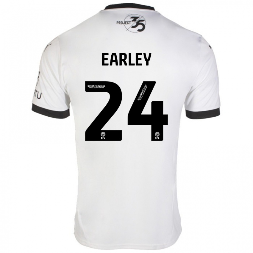 Niño Camiseta Saxon Earley #24 Blanco Negro 2ª Equipación 2024/25 La Camisa