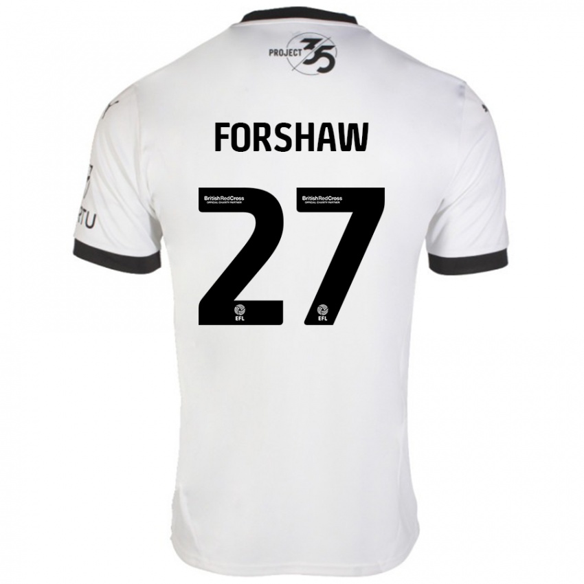 Niño Camiseta Adam Forshaw #27 Blanco Negro 2ª Equipación 2024/25 La Camisa