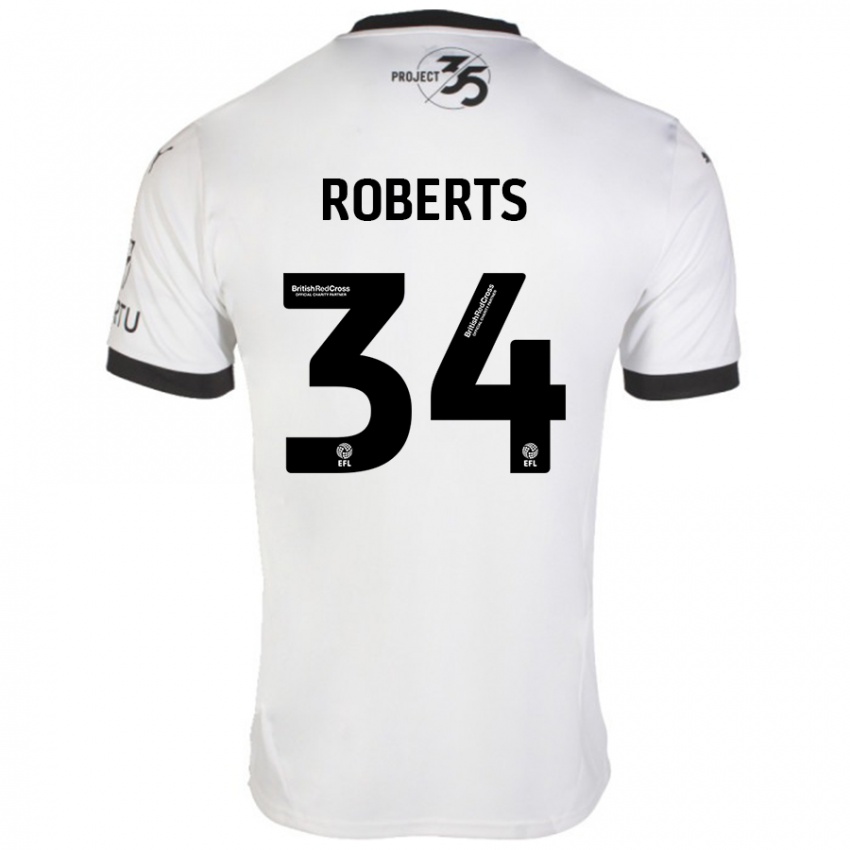 Niño Camiseta Caleb Roberts #34 Blanco Negro 2ª Equipación 2024/25 La Camisa