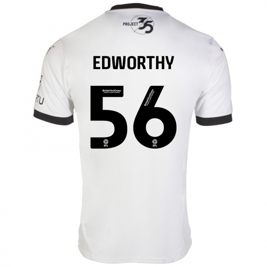 Niño Camiseta Kieran Edworthy #56 Blanco Negro 2ª Equipación 2024/25 La Camisa