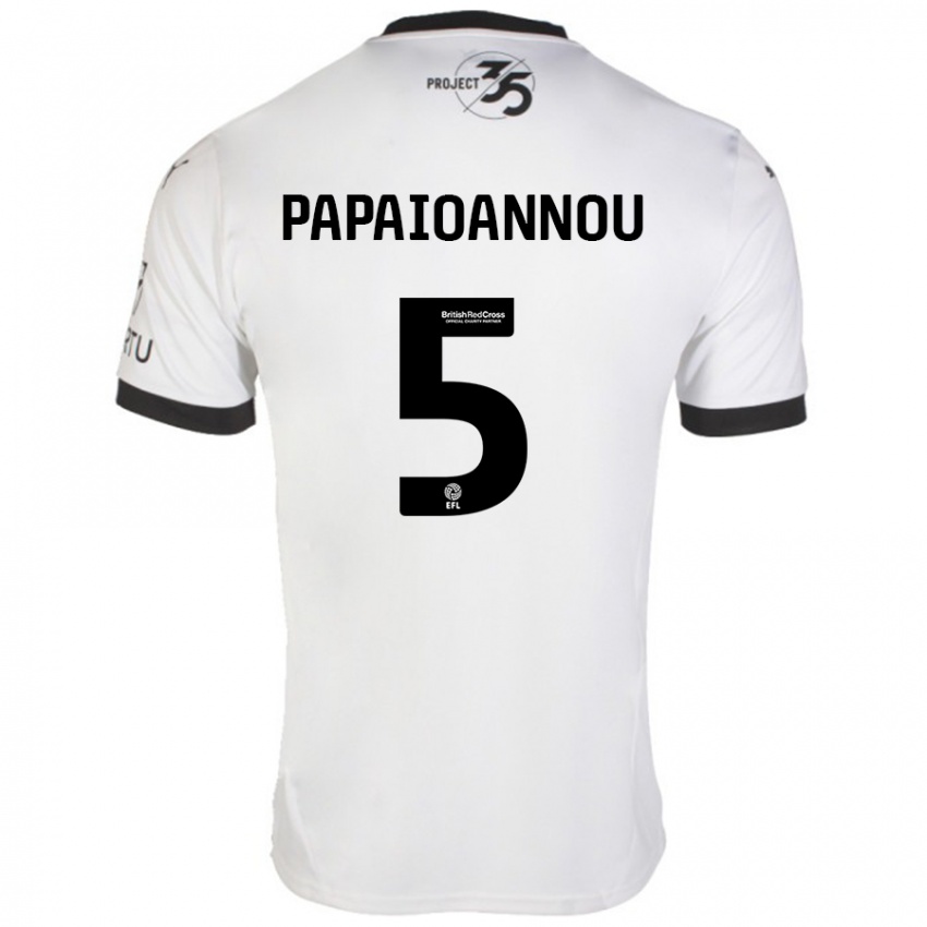 Niño Camiseta Panagiota Papaioannou #5 Blanco Negro 2ª Equipación 2024/25 La Camisa