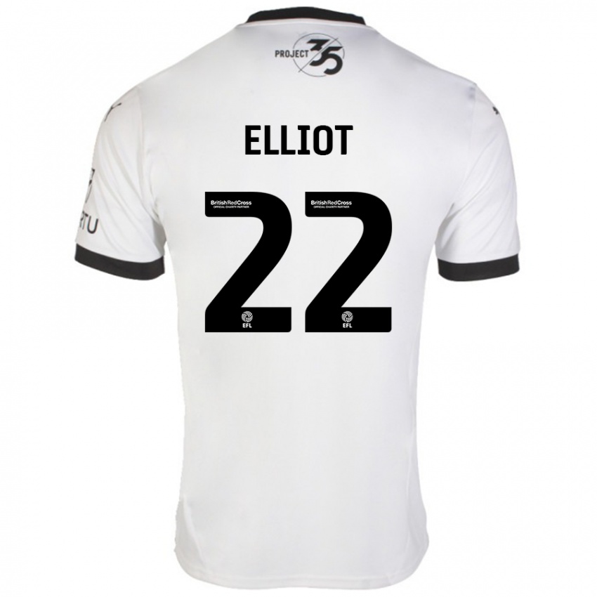 Niño Camiseta Emily Elliot #22 Blanco Negro 2ª Equipación 2024/25 La Camisa