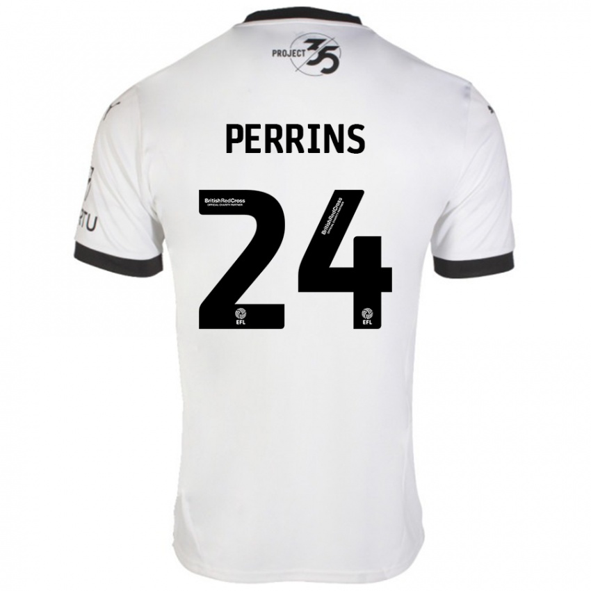 Niño Camiseta Grace Perrins #24 Blanco Negro 2ª Equipación 2024/25 La Camisa