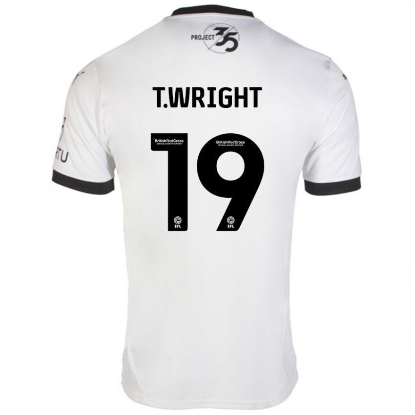 Niño Camiseta Tyreik Wright #19 Blanco Negro 2ª Equipación 2024/25 La Camisa