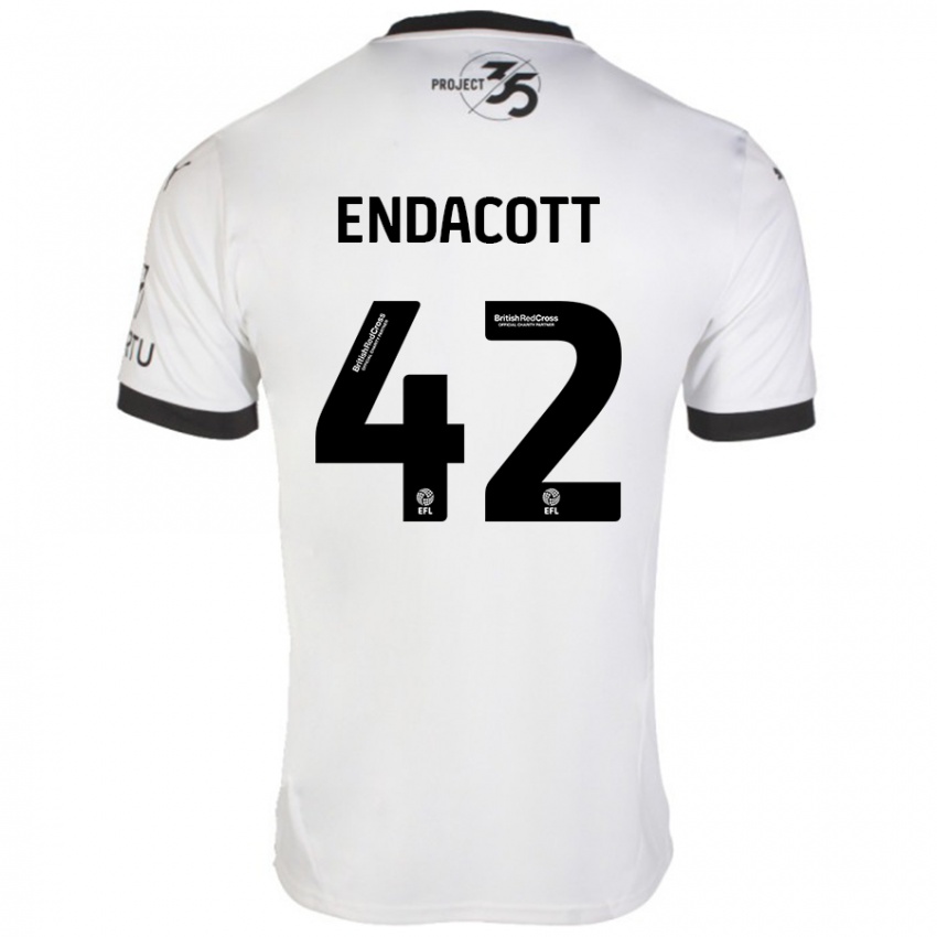 Niño Camiseta Jack Endacott #42 Blanco Negro 2ª Equipación 2024/25 La Camisa