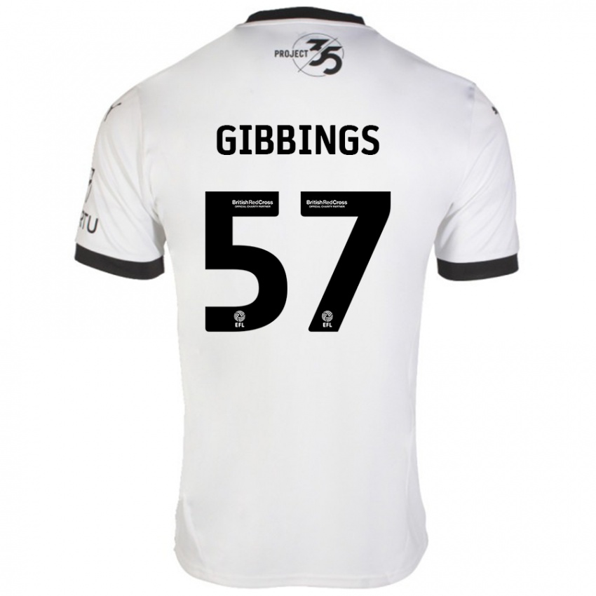 Niño Camiseta Cole Gibbings #57 Blanco Negro 2ª Equipación 2024/25 La Camisa