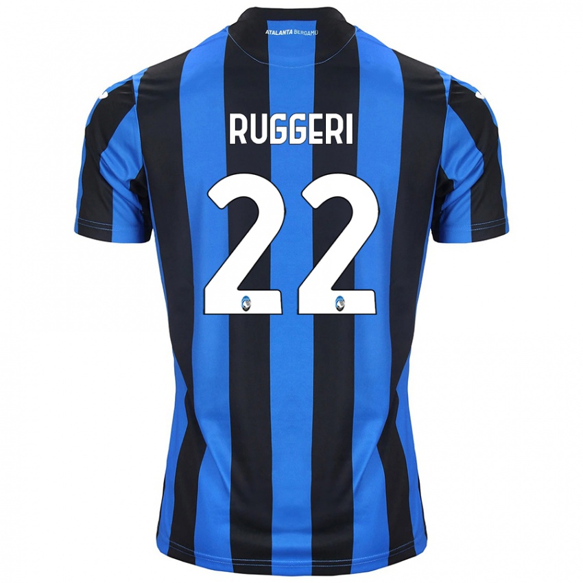 Hombre Camiseta Matteo Ruggeri #22 Azul Negro 1ª Equipación 2024/25 La Camisa