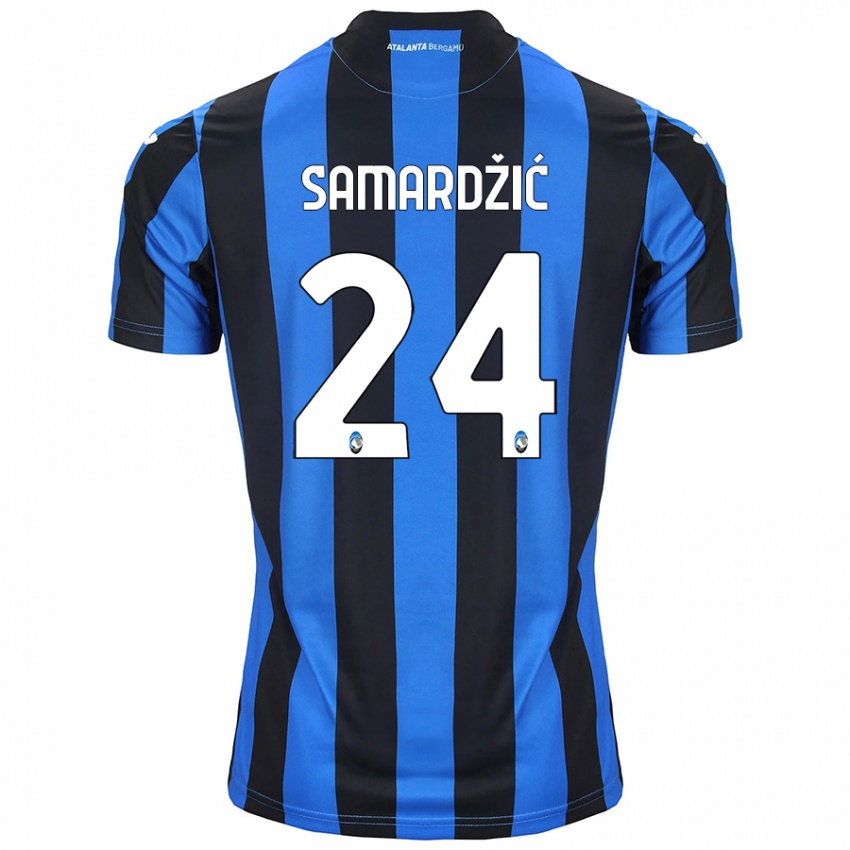 Hombre Camiseta Lazar Samardžić #24 Azul Negro 1ª Equipación 2024/25 La Camisa