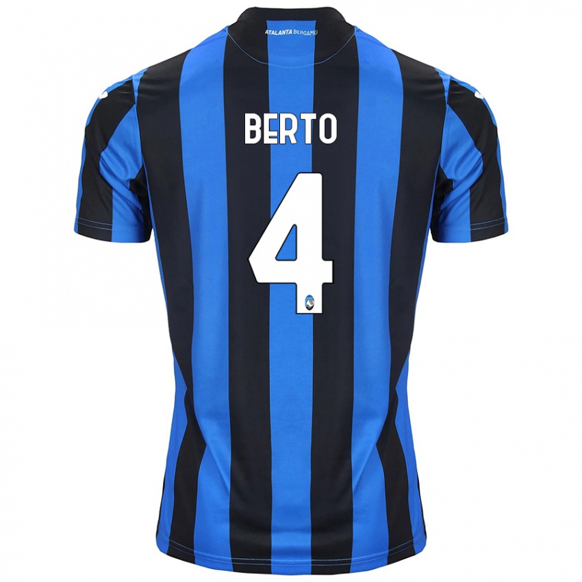 Hombre Camiseta Gabriele Berto #4 Azul Negro 1ª Equipación 2024/25 La Camisa