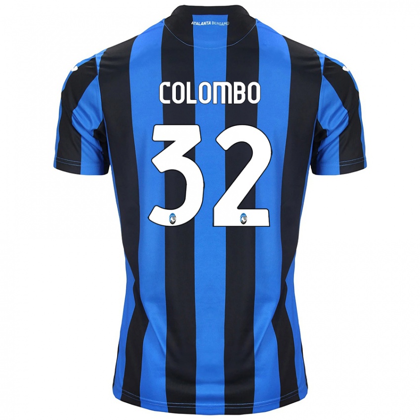 Hombre Camiseta Matteo Colombo #32 Azul Negro 1ª Equipación 2024/25 La Camisa