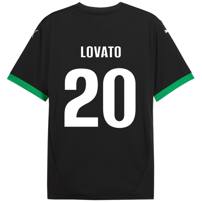 Hombre Camiseta Matteo Lovato #20 Negro Verde Oscuro 1ª Equipación 2024/25 La Camisa