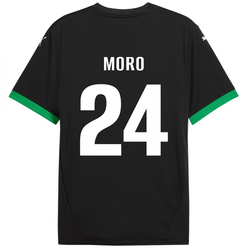 Hombre Camiseta Luca Moro #24 Negro Verde Oscuro 1ª Equipación 2024/25 La Camisa