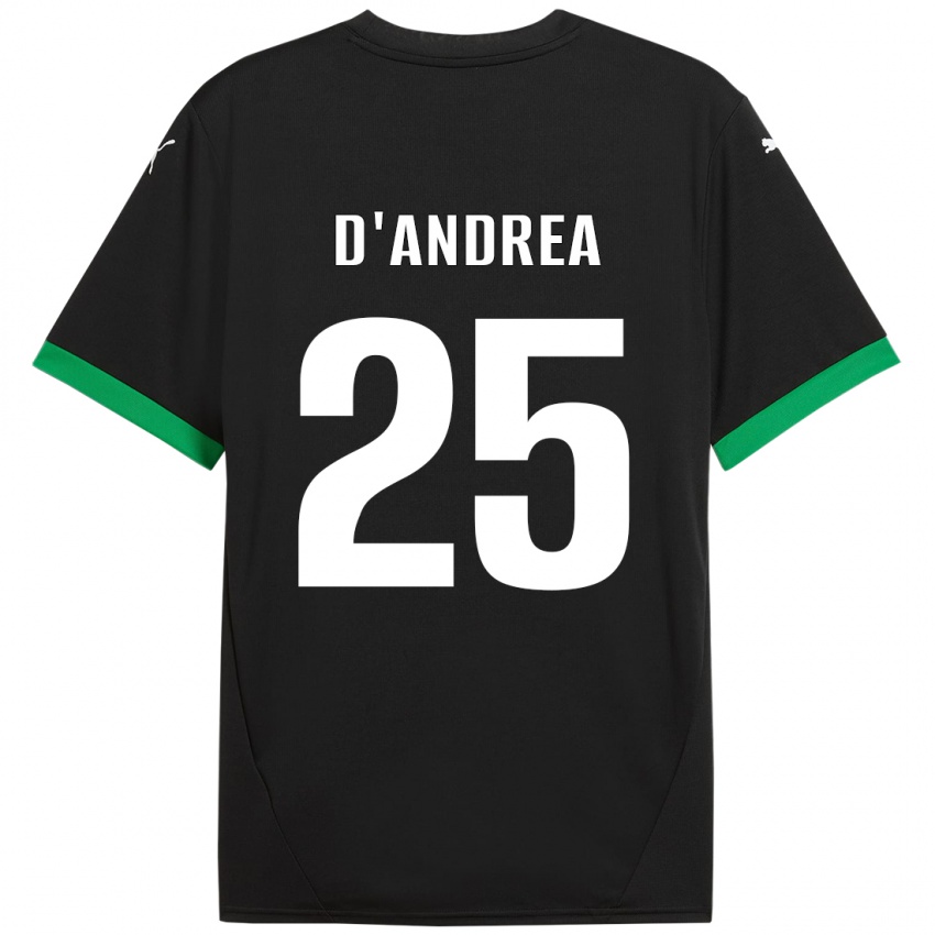 Hombre Camiseta Luca D'andrea #25 Negro Verde Oscuro 1ª Equipación 2024/25 La Camisa