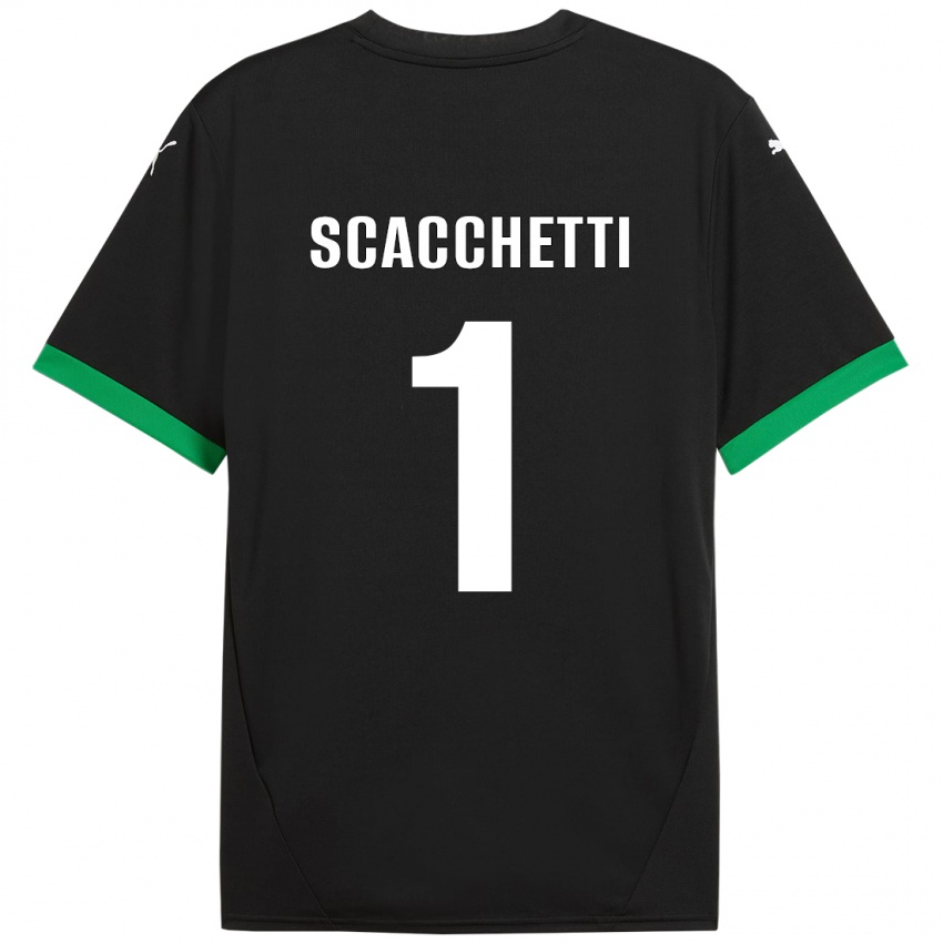 Hombre Camiseta Alessandro Scacchetti #1 Negro Verde Oscuro 1ª Equipación 2024/25 La Camisa