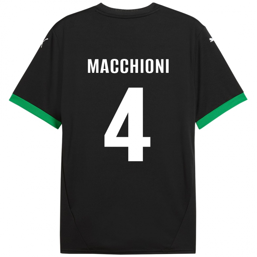 Hombre Camiseta Tommaso Macchioni #4 Negro Verde Oscuro 1ª Equipación 2024/25 La Camisa