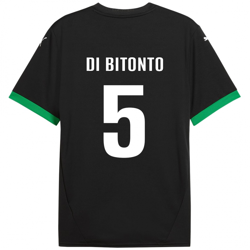 Hombre Camiseta Alessandro Di Bitonto #5 Negro Verde Oscuro 1ª Equipación 2024/25 La Camisa