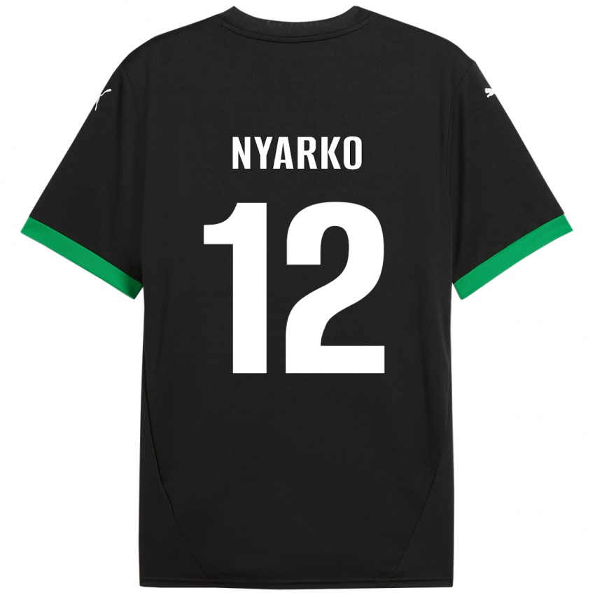 Hombre Camiseta Lorenzo Nyarko #12 Negro Verde Oscuro 1ª Equipación 2024/25 La Camisa