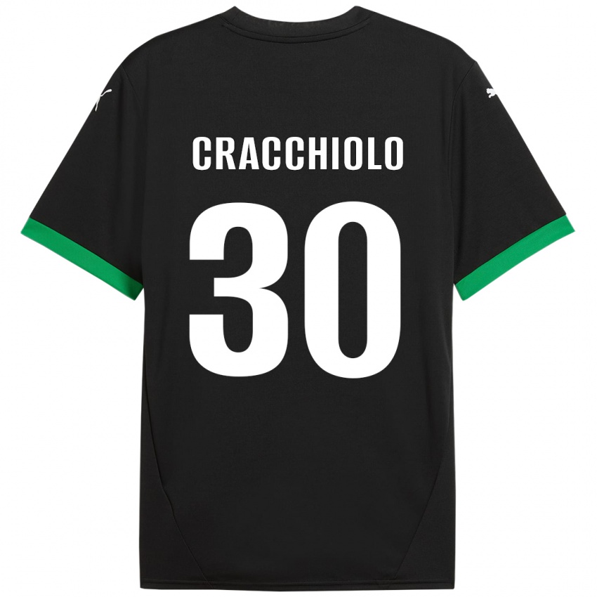 Hombre Camiseta Leonardo Cracchiolo #30 Negro Verde Oscuro 1ª Equipación 2024/25 La Camisa