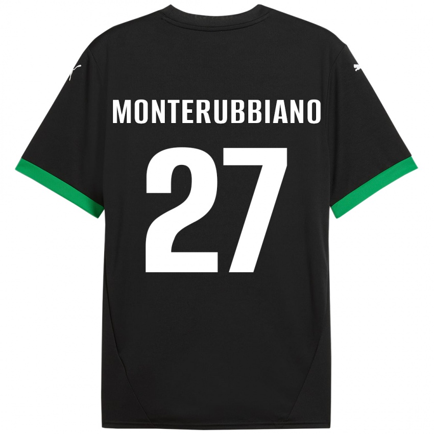 Hombre Camiseta Valeria Monterubbiano #27 Negro Verde Oscuro 1ª Equipación 2024/25 La Camisa