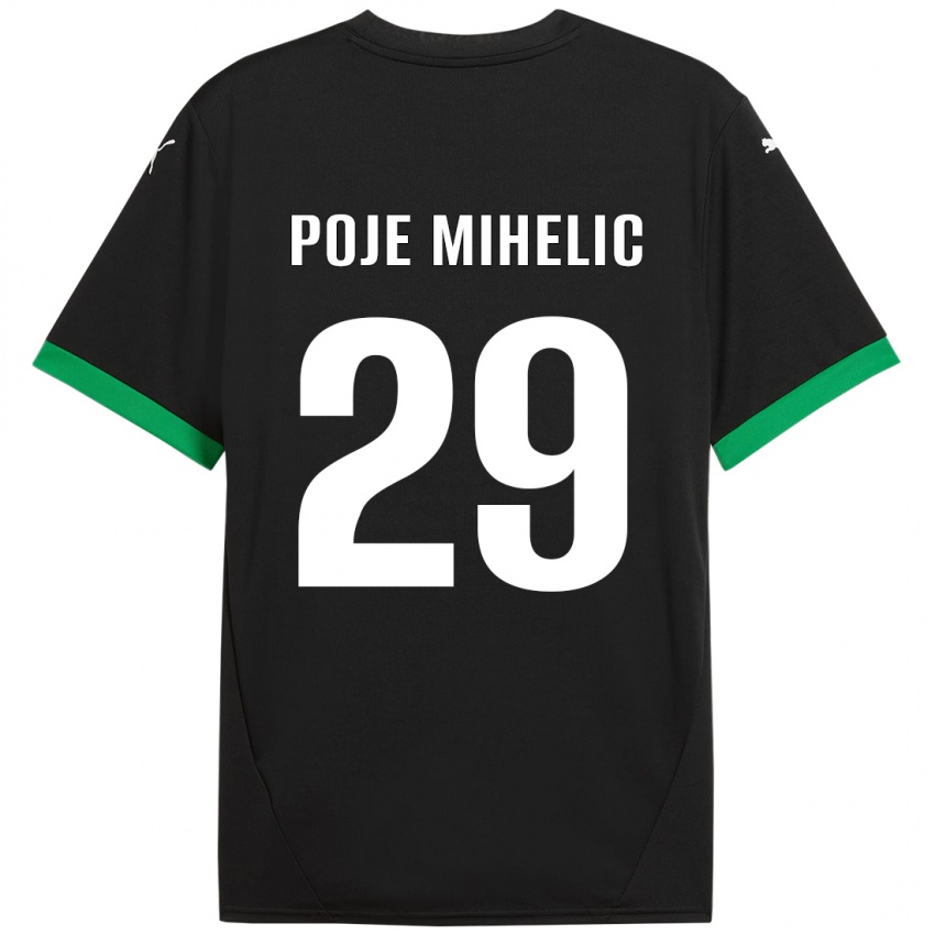 Hombre Camiseta Naja Poje Mihelič #29 Negro Verde Oscuro 1ª Equipación 2024/25 La Camisa