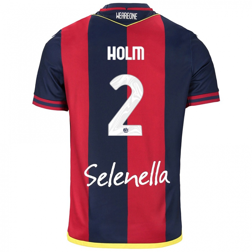 Hombre Camiseta Emil Holm #2 Rojo Azul Real 1ª Equipación 2024/25 La Camisa