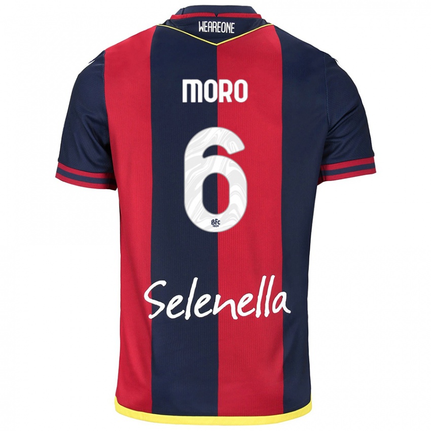 Hombre Camiseta Nikola Moro #6 Rojo Azul Real 1ª Equipación 2024/25 La Camisa