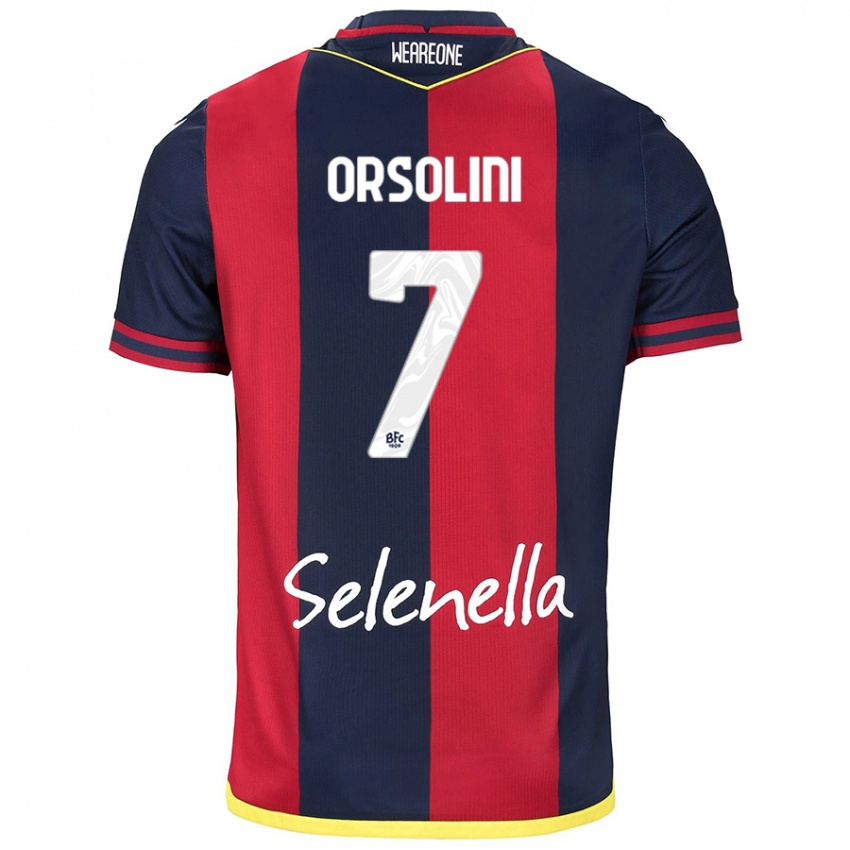 Hombre Camiseta Riccardo Orsolini #7 Rojo Azul Real 1ª Equipación 2024/25 La Camisa