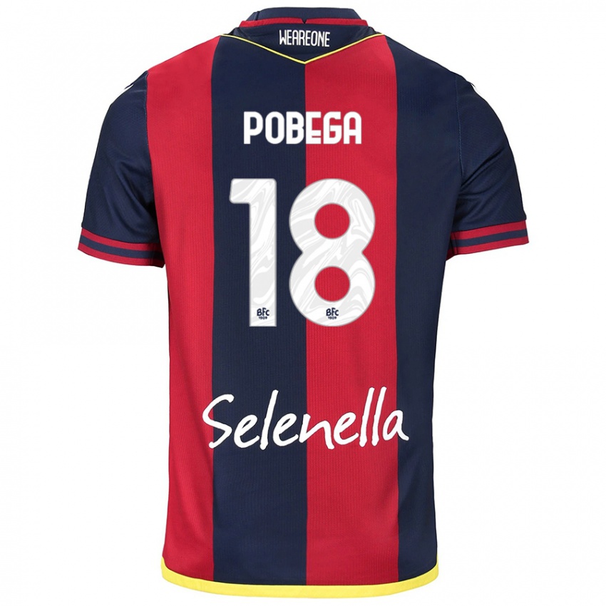 Hombre Camiseta Tommaso Pobega #18 Rojo Azul Real 1ª Equipación 2024/25 La Camisa