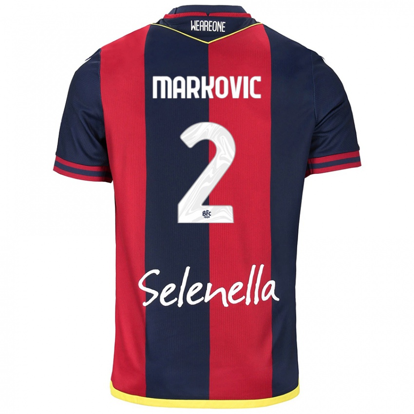 Hombre Camiseta Petar Markovic #2 Rojo Azul Real 1ª Equipación 2024/25 La Camisa