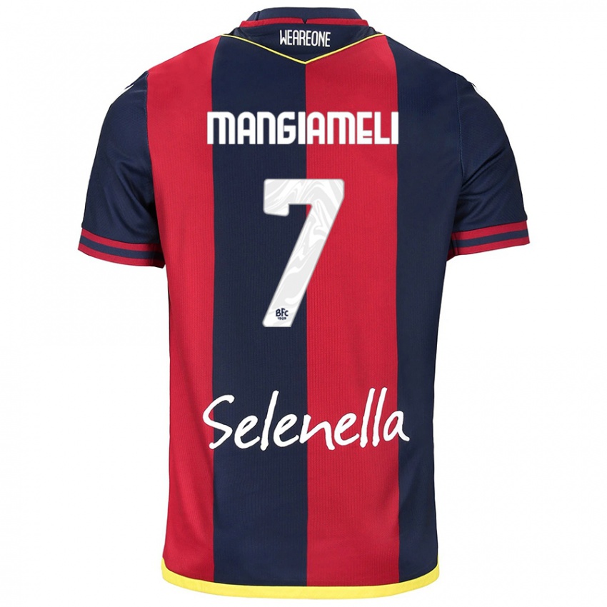 Hombre Camiseta Federico Mangiameli #7 Rojo Azul Real 1ª Equipación 2024/25 La Camisa