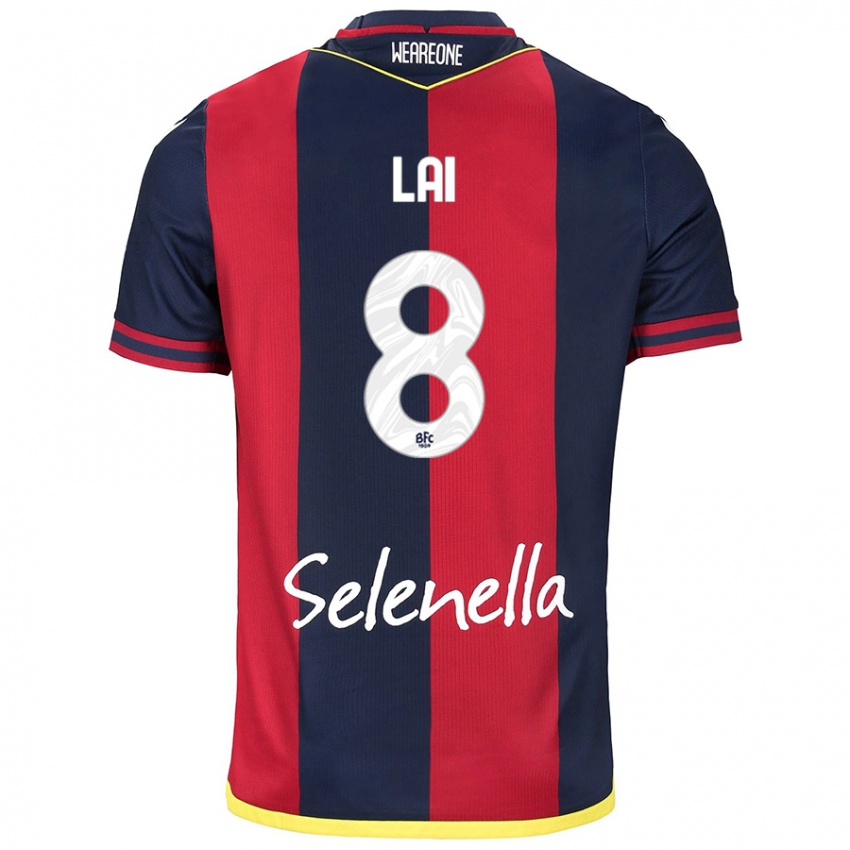 Hombre Camiseta Luca Lai #8 Rojo Azul Real 1ª Equipación 2024/25 La Camisa