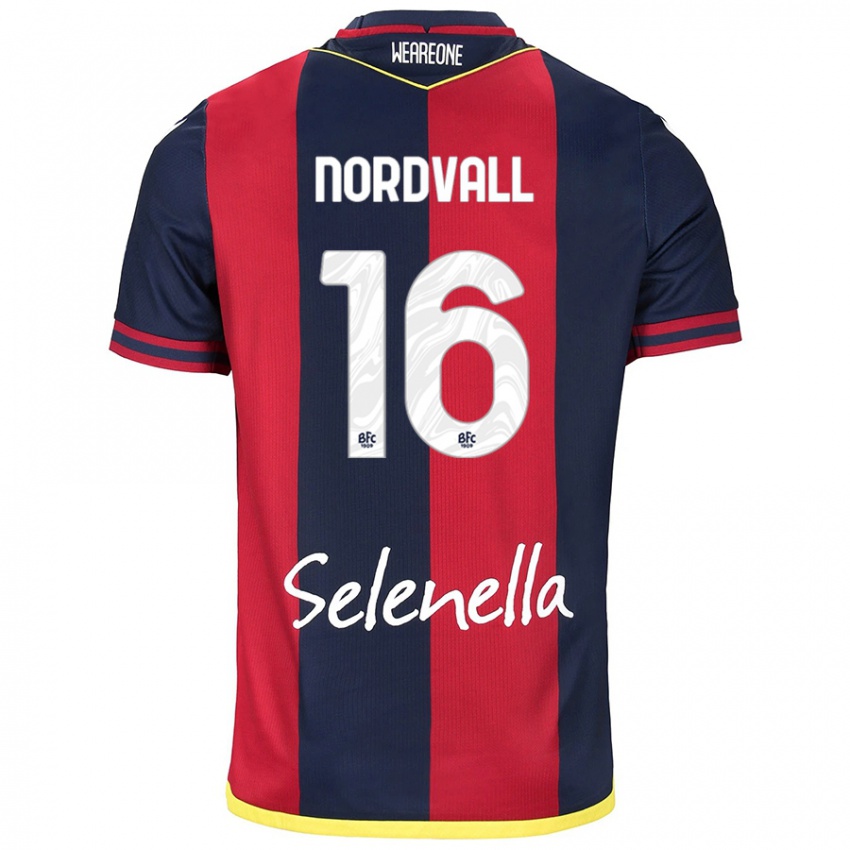 Hombre Camiseta Ossian Nordvall #16 Rojo Azul Real 1ª Equipación 2024/25 La Camisa