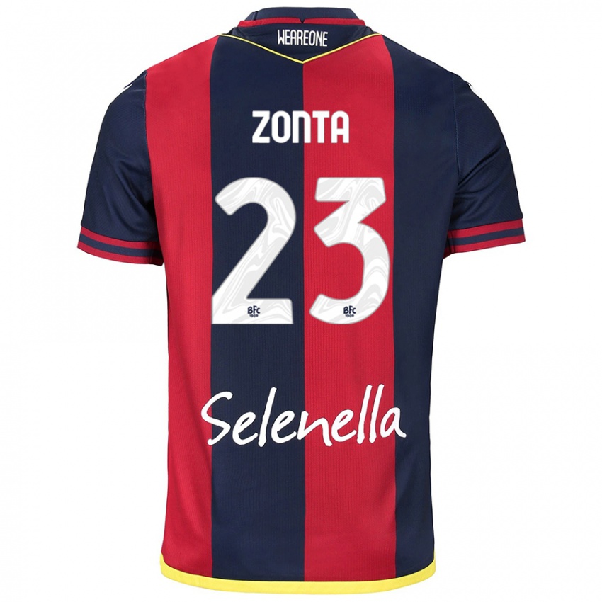 Hombre Camiseta Alessandro Zonta #23 Rojo Azul Real 1ª Equipación 2024/25 La Camisa