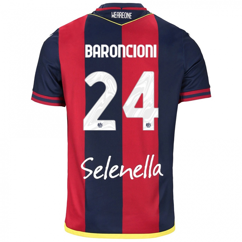 Hombre Camiseta Davide Baroncioni #24 Rojo Azul Real 1ª Equipación 2024/25 La Camisa