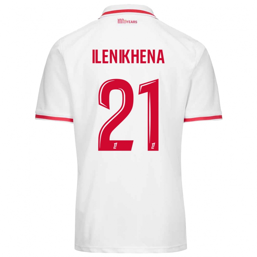 Hombre Camiseta George Ilenikhena #21 Blanco Rojo 1ª Equipación 2024/25 La Camisa