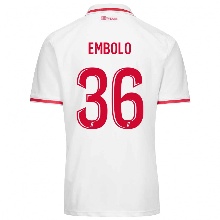 Hombre Camiseta Breel Embolo #36 Blanco Rojo 1ª Equipación 2024/25 La Camisa